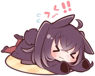😖 Cartoon, Anime, Kawaii, Süß, Erschöpft, Müde, Liegend telegram sticker