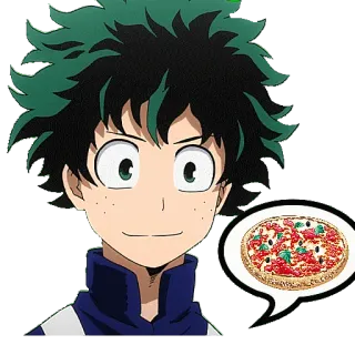 🍕 Izuku Midoriya My Hero Academia Anime, Pizza, Midoriya, My Hero Academia, Dibujos animados telegram sticker