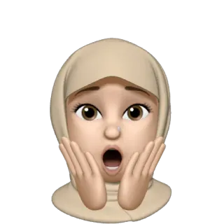 😱 Biểu tượng cảm xúc, Sốc, Ngạc nhiên, Người Hồi giáo, Hijab, Phụ nữ whatsapp sticker