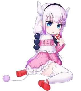 😍 Kanna Kamui Miss Kobayashi's Dragon Maid Anime, Kanna, Dragão, Chibi, Loli, Fofo, Kawaii, Miss Kobayashi's Dragon Maid whatsapp sticker