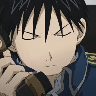 💙 Roy Mustang Fullmetal Alchemist Roy Mustang, Fullmetal Alchemist, anime, phone call, anime reaction, annoyed telegram sticker