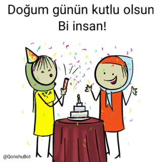 🎂 Doğum günün kutlu olsun
Bi insan! verjaardag, viering, confetti, taart, feest, groet whatsapp sticker