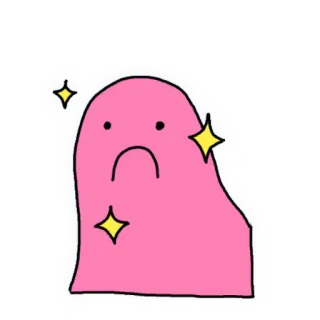 😞 ピンク, ブロブ, 悲しい, キラキラ, かわいい, アニメ telegram sticker