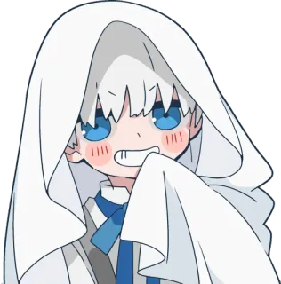😁 Anime, Fantasma, Lindo, Dibujos animados, Personaje, Capucha, Blanco telegram sticker