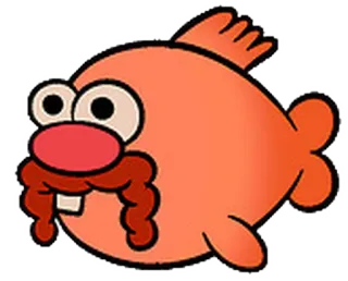 🐠 fish, cartoon, orange, goofy, animal telegram sticker