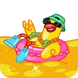 🏖 cartoon, character, pool, fun, money, sunglasses, cartoon character telegram sticker
