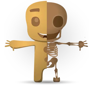 💀 cartone animato, scheletro, anatomia, umano, personaggio, 3D telegram sticker