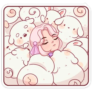 🤤 мультфильм, милый, девочка, сон, кролики, розовый telegram sticker