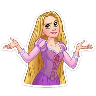 🤷‍♂ Rapunzel Tangled Raiponce, Disney, Raiponce (film), perplexe, haussement d'épaules, dessin animé, princesse telegram sticker