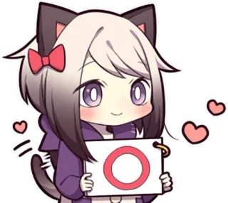 ⭕ Anime, Neko, Chibi, Mignon, Kawaii, Sticker, Cercle Rouge whatsapp sticker