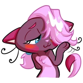☺️ кот, розовый, мультфильм, милый, животное, наклейка whatsapp sticker