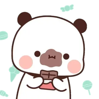 🍫 mignon, panda, chocolat, dessert, kawaii, sucré, dessin animé whatsapp sticker