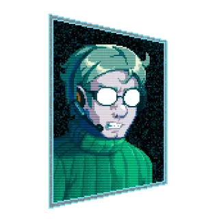 😠 pixel art, man, glasses, headset, portrait, avatar telegram sticker