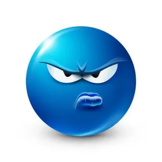 😡 화난, 이모티콘, 파란색, 불쾌한, 표정, 심술궂은 telegram sticker