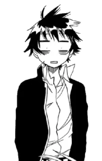 🥶 Anime, Manga, Charakter, gelangweilt, Student, Schwarzweiß whatsapp sticker