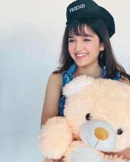 🤗 FRIEND friend, girl, teddy bear, happy, smile, hat telegram sticker
