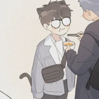 🧸 oreilles de chat, animé, manger, couple, dessin animé telegram sticker