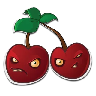 😐 เชอร์รี่, การ์ตูน, โกรธ, plants vs zombies, ผลไม้ telegram sticker