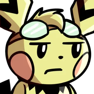 😒 Pichu Pokemon pichu, pokemon, nintendo, goggles, frown, unimpressed, sticker, anime, yellow telegram sticker