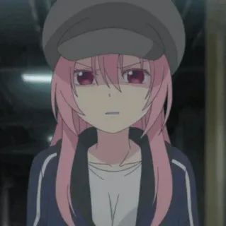 🍭 アニメ, 女の子, ピンク髪, 可愛い, 怒り, 帽子 telegram sticker