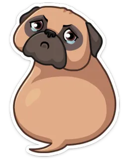 😢 pug, dog, sad, crying, pet, emoji, sticker, cartoon telegram sticker