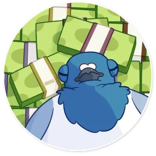 🤑 เงิน, การ์ตูน, นก, นกพิราบ, ความมั่งคั่ง, เงินสด telegram sticker