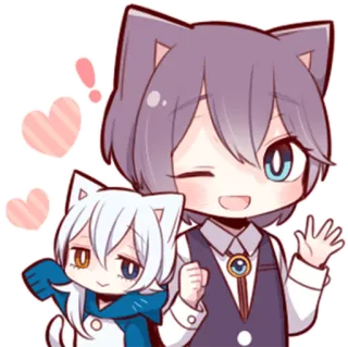 👋 animé, chat, mignon, kawaii, manga, personnage, autocollant telegram sticker