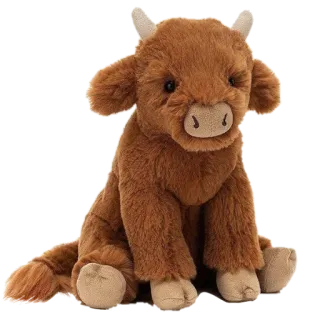 🐮 peluche, mucca, pupazzo, giocattolo, mucca scozzese, animale, carino telegram sticker