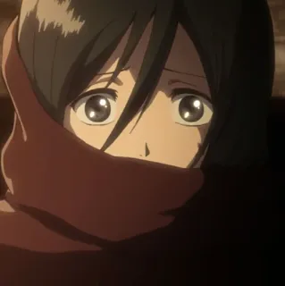 ❤️ Mikasa Ackerman Attack on Titan อนิเมะ, มังงะ, มิคาสะ, ผ่าพิภพไททัน, AOT, ผ้าพันคอ, เศร้า, ตัวละคร whatsapp sticker