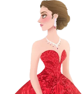💃 женщина, платье, красный, портрет, украшения telegram sticker
