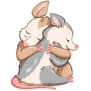 👫 opossum, động vật, dễ thương, ôm, tình bạn, hoạt hình, gặm nhấm telegram sticker