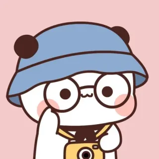 🤍 귀여운, 만화, 스티커, 캐릭터, 팬더, 안경, 모자, 카메라 telegram sticker