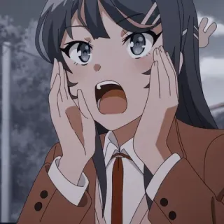 🐰 Mai Sakurajima Rascal Does Not Dream of Bunny Girl Senpai anime, bunny girl, school girl, surprised, cute, cartoon telegram sticker