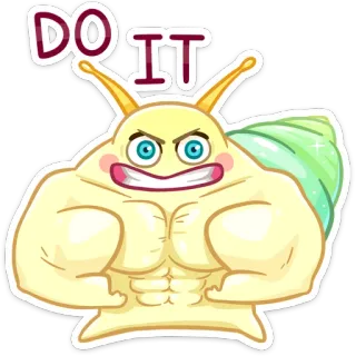 💪 DO IT siput, motivasi, gym, berotot, karakter, kartun, determinasi whatsapp sticker