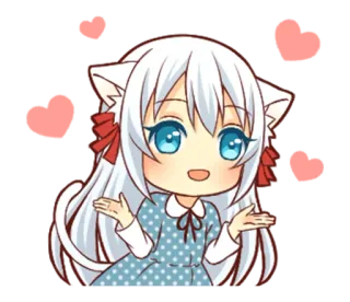 😍 Anime, Manga, Catgirl, Kawaii, Süß, Charakter, Illustration telegram sticker