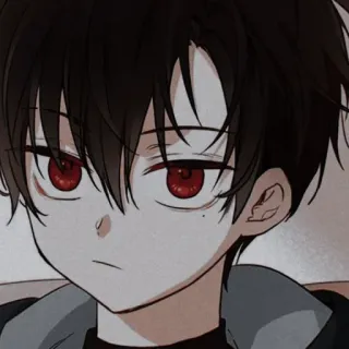 😈 อนิเมะ, เด็กผู้ชาย, ตาสีแดง, การ์ตูน, ตัวละคร telegram sticker