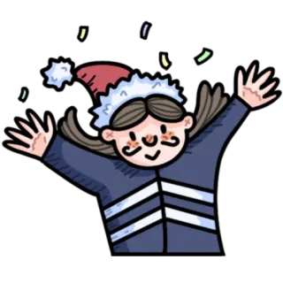 🥳 Boże Narodzenie, Czapka Świętego Mikołaja, Konfetti, Święto, Zima, Wakacje, Kreskówka telegram sticker