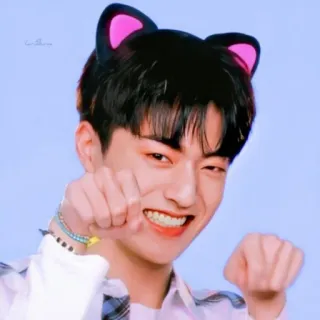 😺 orecchie da gatto, uomo, carino, sorridente, persona, kawaii telegram sticker