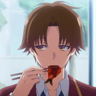 🎲 Anime, Menino, Comendo, Vermelho, Hashis whatsapp sticker