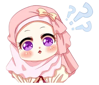 😕 Dibujo animado, Chica, Hiyab, Signos de interrogación, Anime, Lindo whatsapp sticker