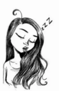 😴 ZZZ sommeil, dormir, zzz, rêve, sieste, fatigué, fille, croquis whatsapp sticker
