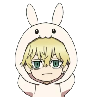💫 Anime, Personnage, Lapin, Sweat à capuche, Mignon, Blond, Illustration whatsapp sticker