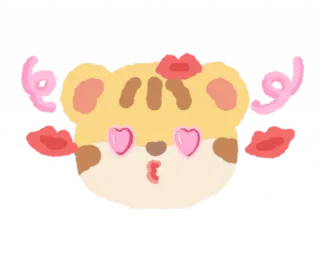 🐯 漫画, 動物, ハムスター, 愛, キス whatsapp sticker