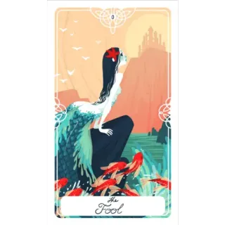 🧜‍♀️ The Fool tarot, fool, card, illustration, fantasy, mermaid, fish telegram sticker