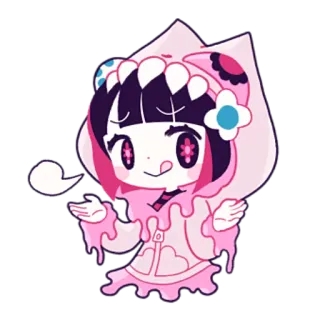 😋 dessin animé, personnage, rose, mignon, autocollant, illustration whatsapp sticker