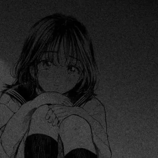 🌪 anime girl, sad, school uniform, manga, emotional, seated telegram sticker