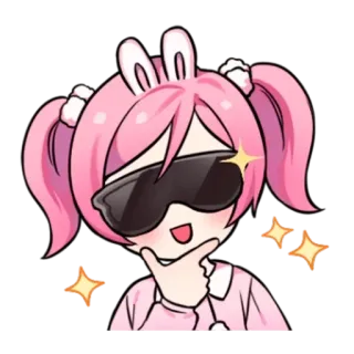😎 anime, dibujos animados, kawaii, lindo, sticker, rosa, conejo, conejito telegram sticker
