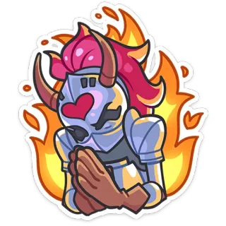 😈 기사, 갑옷, 불꽃, 캐릭터, 스티커, 판타지, 만화 telegram sticker