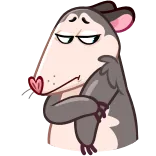 😔 주머니쥐, 동물, 만화, 귀여운, 빈정대는 whatsapp sticker