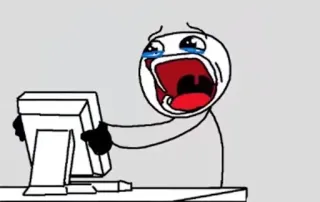 👋 crying, sad, computer, screaming, meme whatsapp sticker